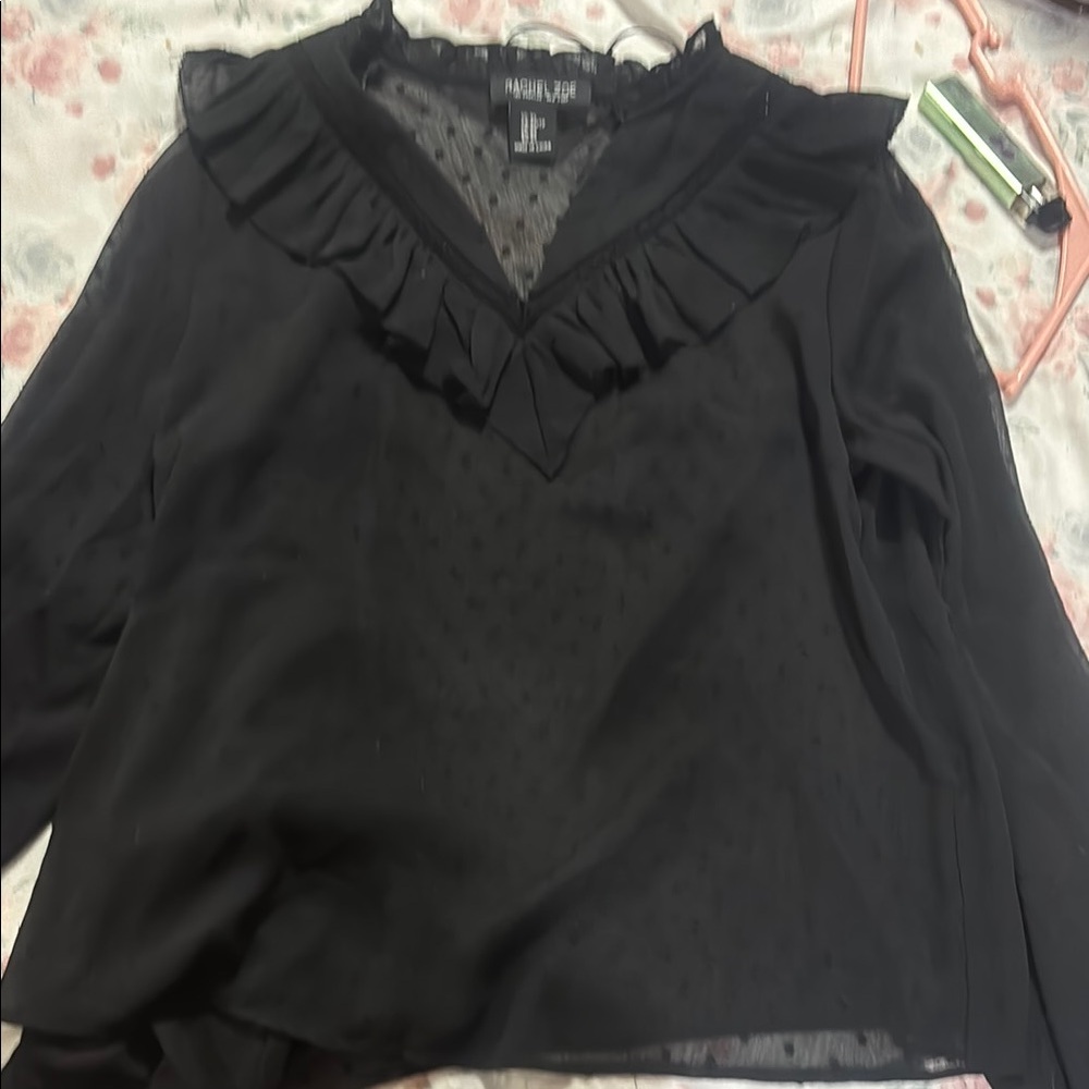 Elegant Black Ruffled Women's Top